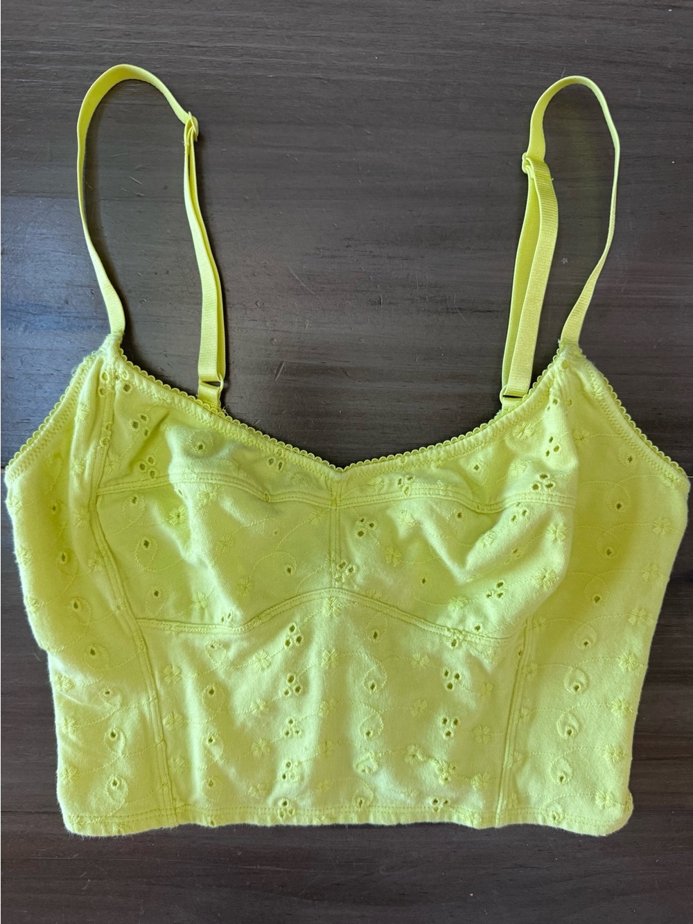 Free People Eyelet Cropped Cami Women’s M Butter Yellow